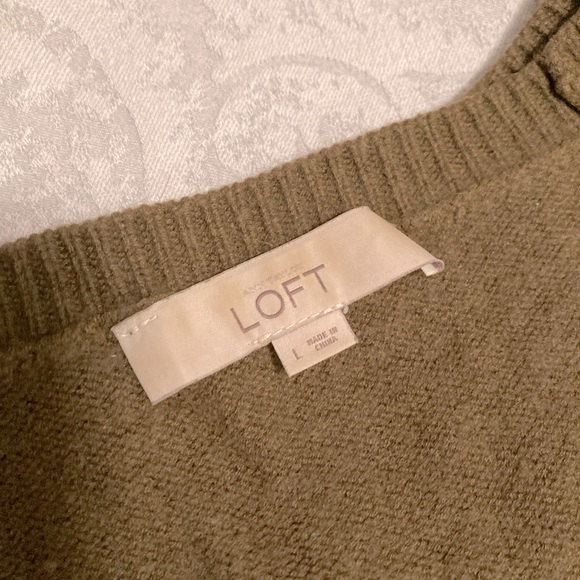 Loft Olive Green Wool-Blend Pullover Sweater, M/L - Picture 5 of 6